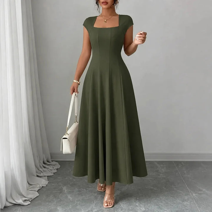 Florinda | Women's Square Neck A-Line Midi Dress - Plum - Image 16