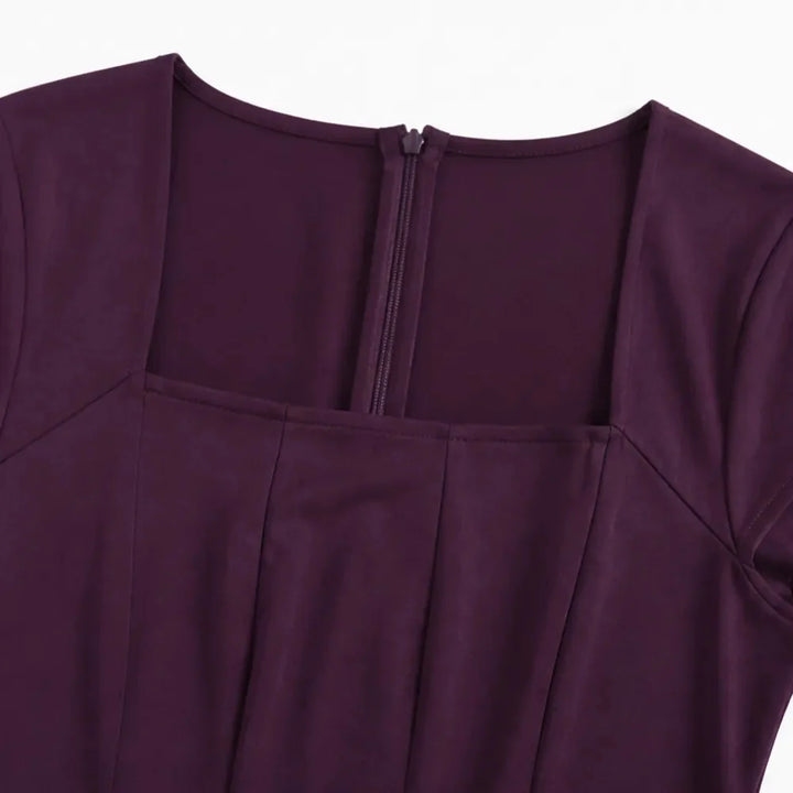 Florinda | Women's Square Neck A-Line Midi Dress - Plum - Image 8