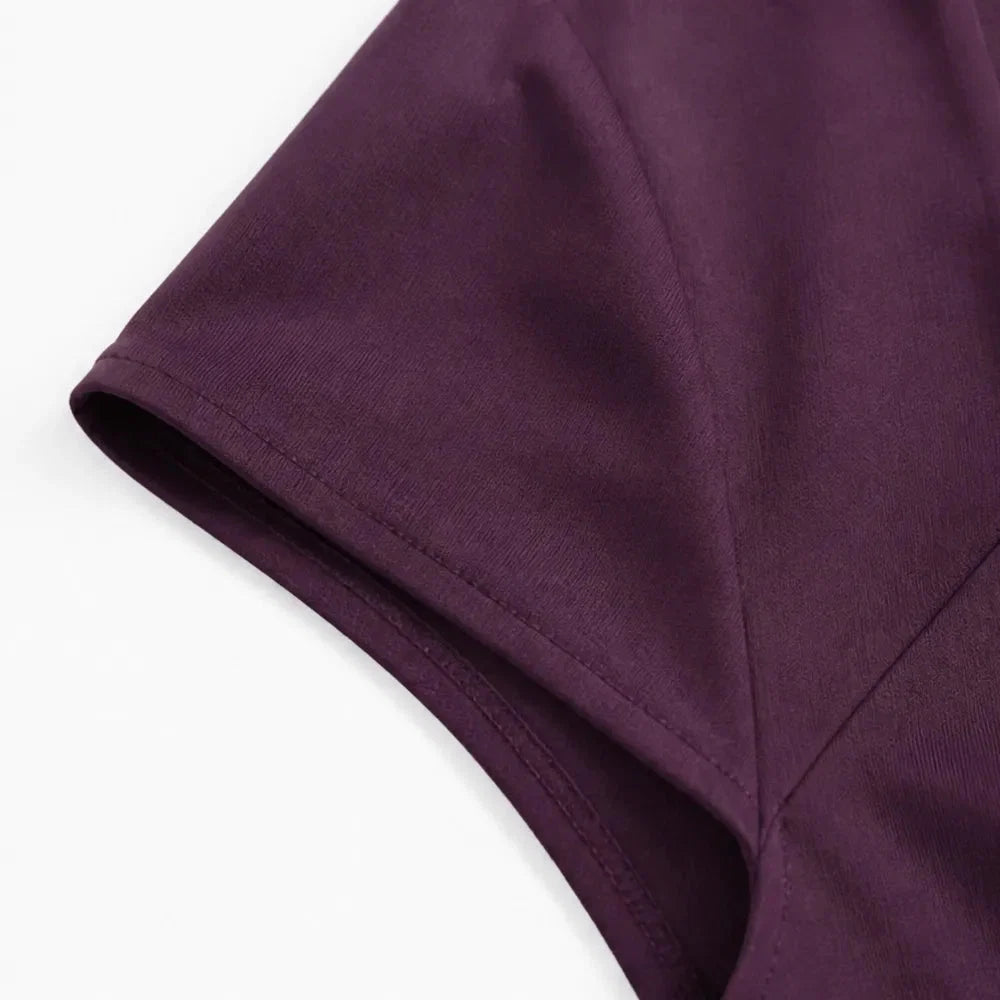 Florinda | Women's Square Neck A-Line Midi Dress - Plum - Image 9