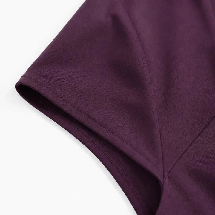 Florinda | Women's Square Neck A-Line Midi Dress - Plum - Image 9