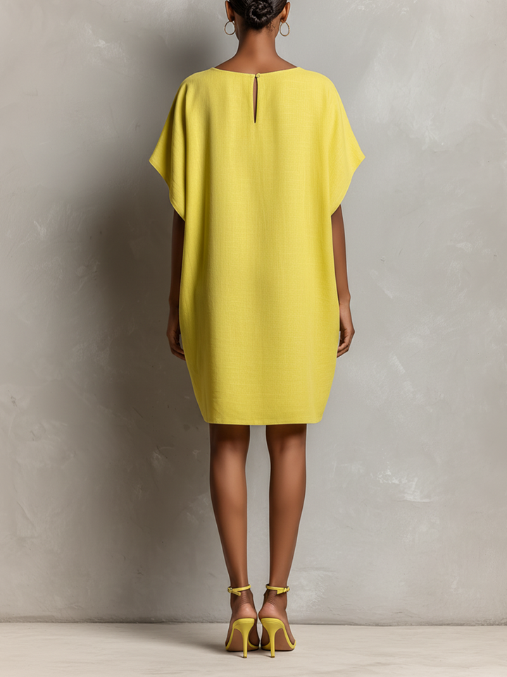 Floriven | Women's Relaxed Shift Mini Dress - Yellow - Image 5