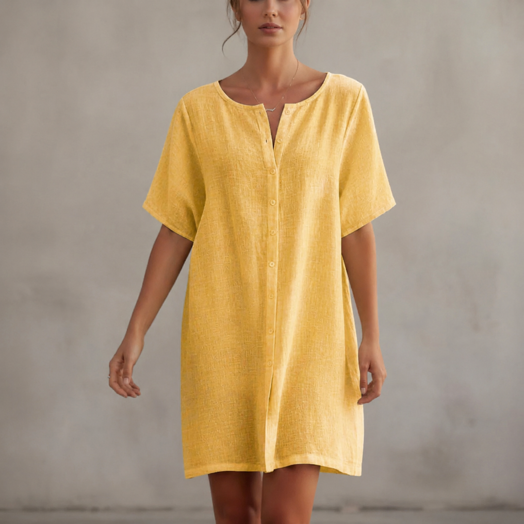 Florwen | Women's Mini Sundress Short Sleeve - Hot Pink - Image 3