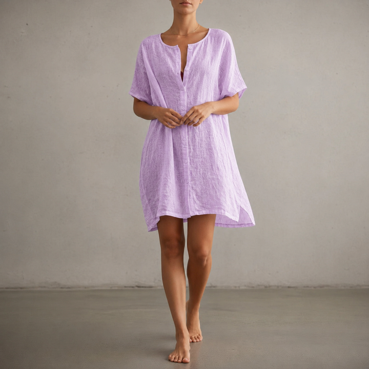 Florwen | Women's Mini Sundress Short Sleeve - Hot Pink - Image 5