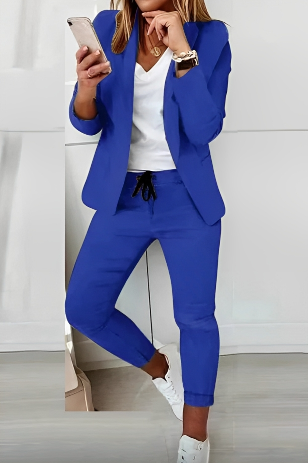 Francesca | Women's Casual Blazer and Pants Set - Black - Image 5