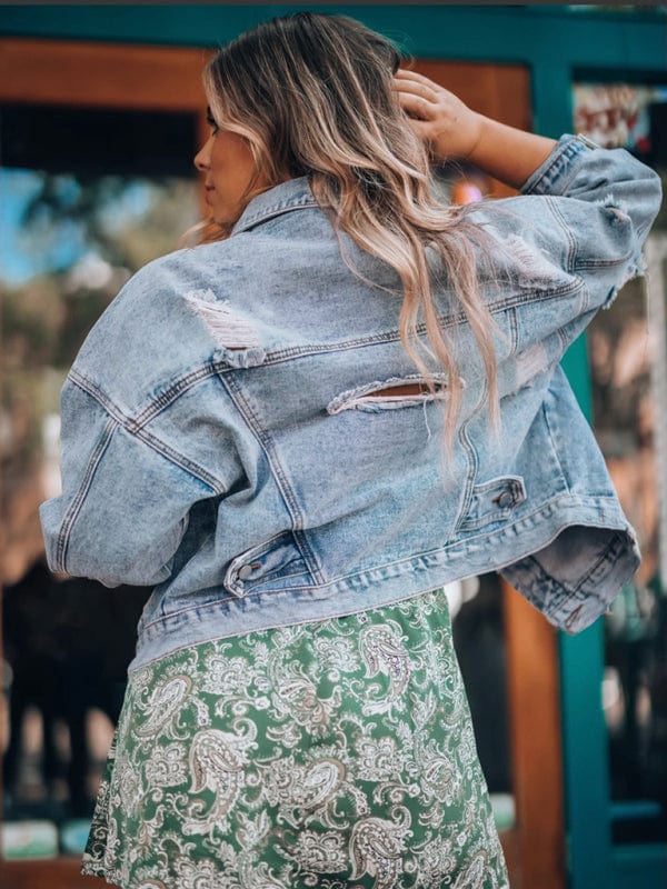 Francesca | Women's Oversized Light Blue Jacket - Light Blue - Image 3