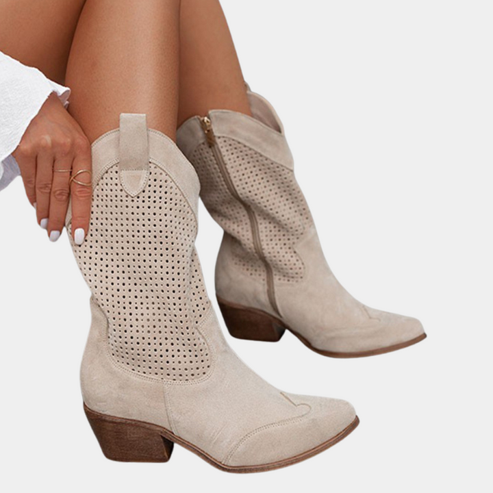 Francesca | Women's Western Ankle Boots - White - Image 6