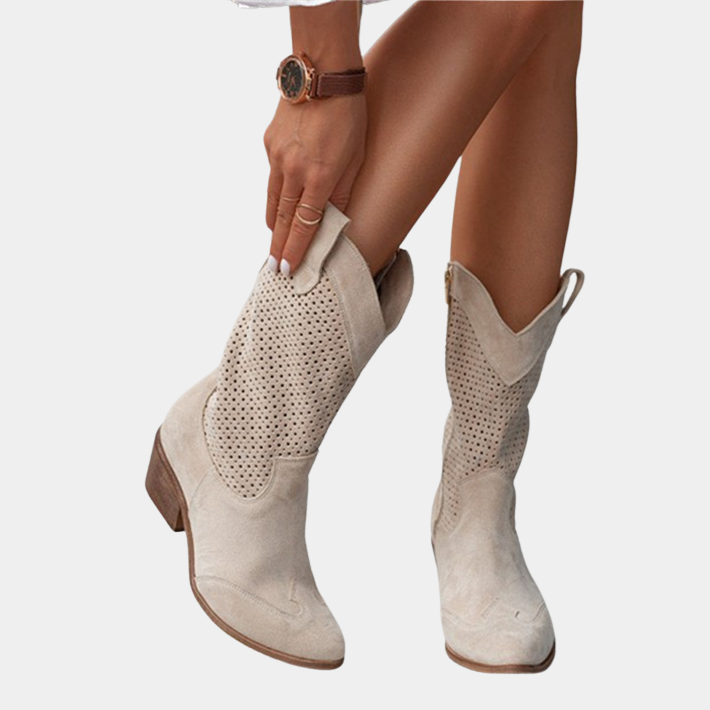 Francesca | Women's Western Ankle Boots - White - Image 7