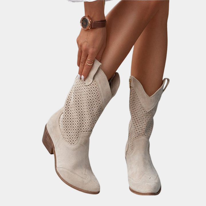 Francesca | Women's Western Ankle Boots - White - Image 7