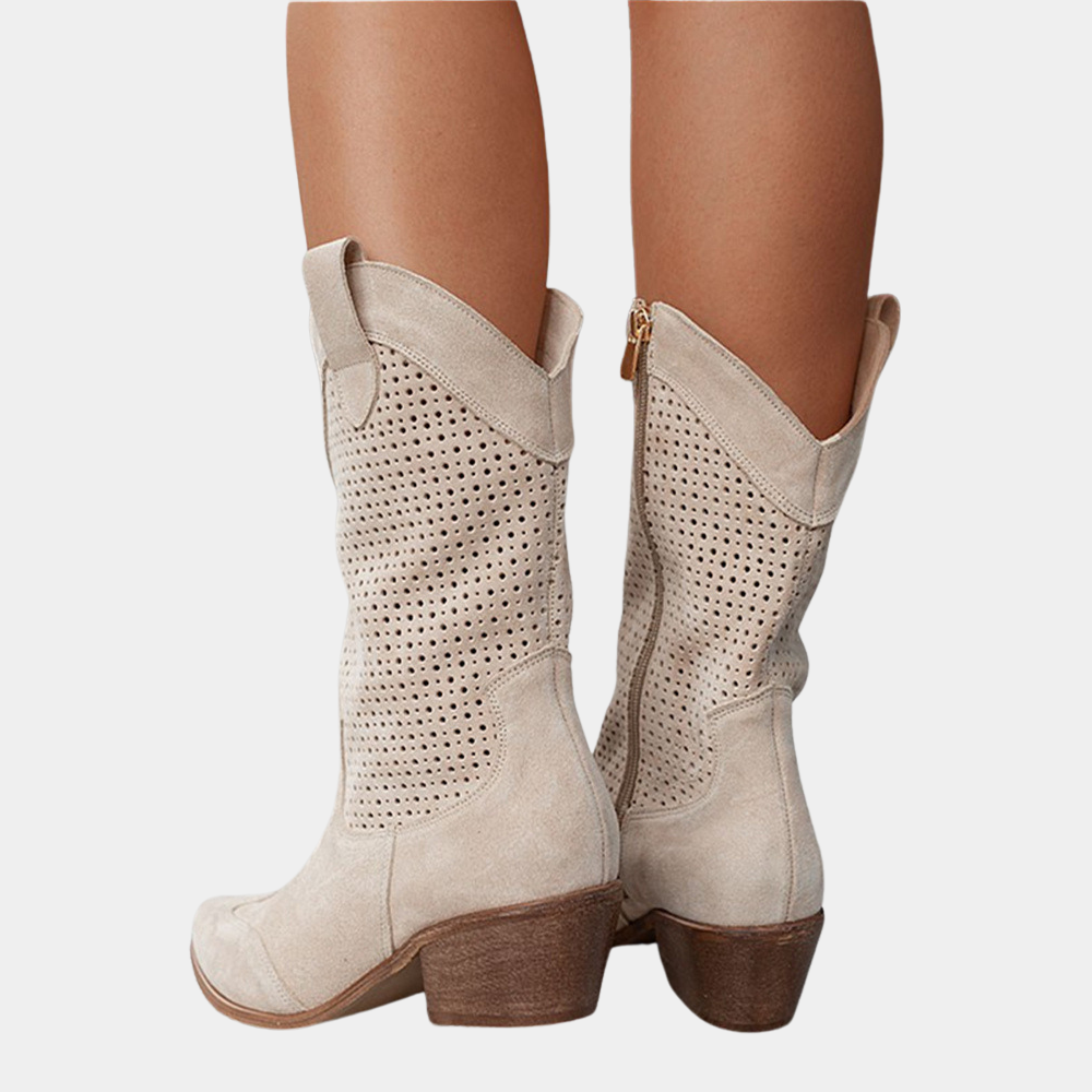 Francesca | Women's Western Ankle Boots - White - Image 8