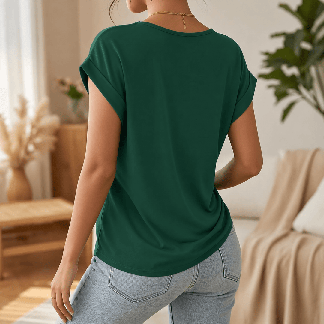Gelinda | Women's Twist Front V-Neck Cap Sleeve Top - Pink - Image 19