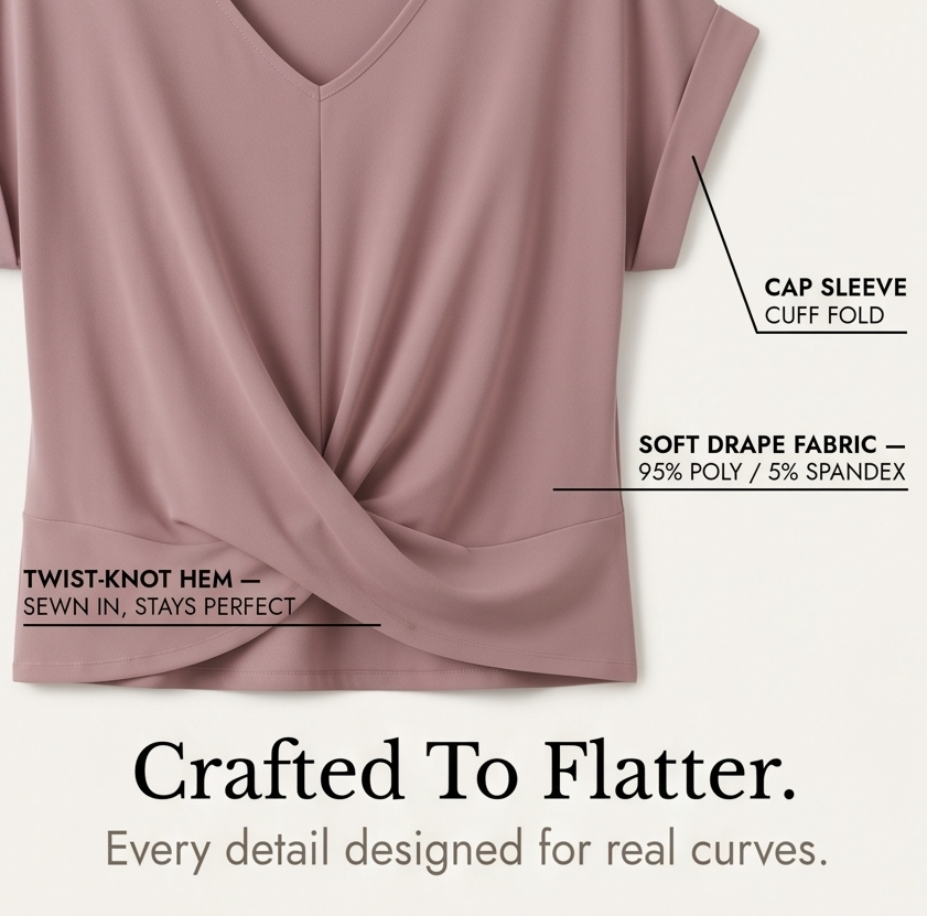 Gelinda | Women's Twist Front V-Neck Cap Sleeve Top - Pink - Image 7