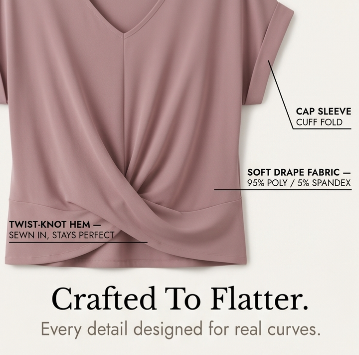 Gelinda | Women's Twist Front V-Neck Cap Sleeve Top - Pink - Image 7