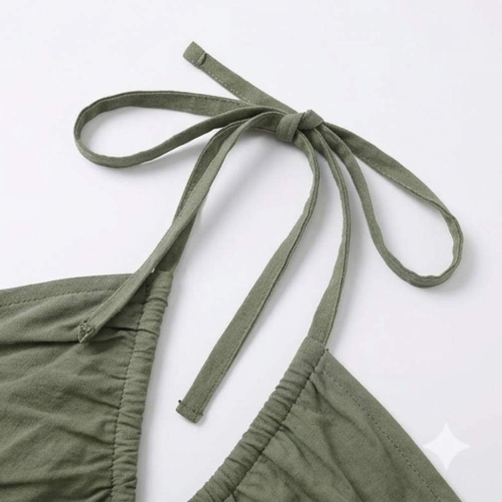 Gwendolyn | Women's Halter Neck Tiered Maxi Dress - Sage - Image 10