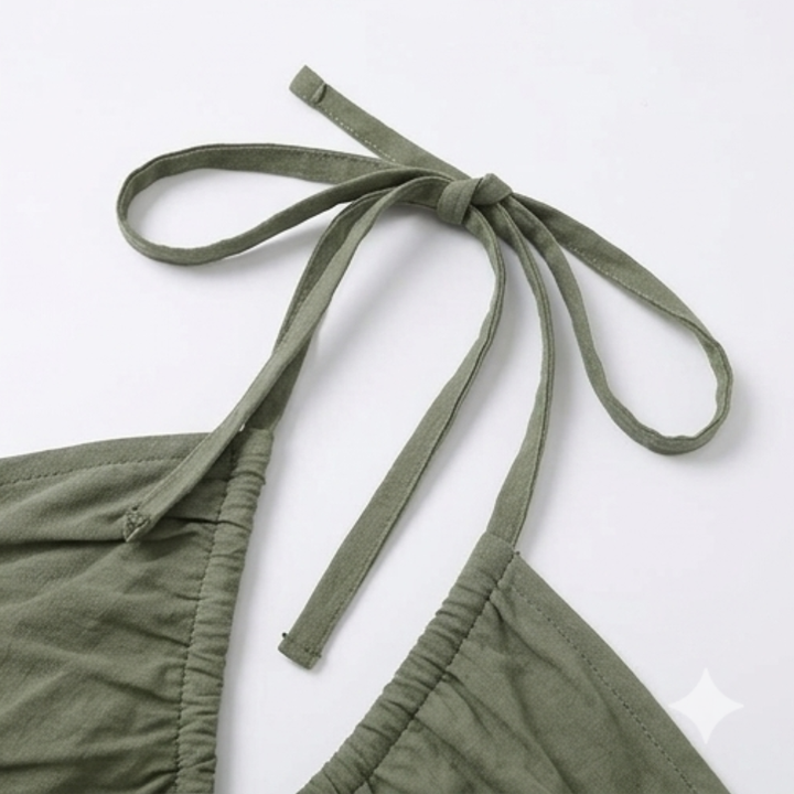 Gwendolyn | Women's Halter Neck Tiered Maxi Dress - Sage - Image 10