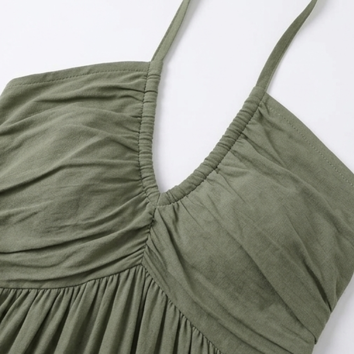 Gwendolyn | Women's Halter Neck Tiered Maxi Dress - Sage - Image 8
