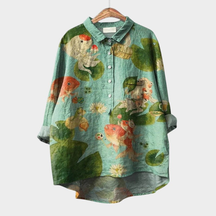 Gwenora | Women's Floral Bird Print Long Sleeve Blouse - Floral - Image 10