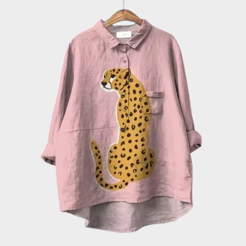 Gwenora | Women's Floral Bird Print Long Sleeve Blouse - Floral - Image 3