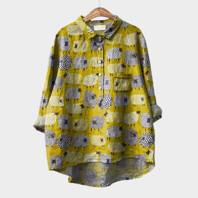 Gwenora | Women's Floral Bird Print Long Sleeve Blouse - Floral - Image 4