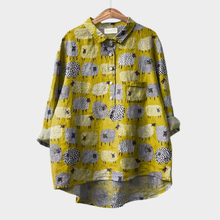 Gwenora | Women's Floral Bird Print Long Sleeve Blouse - Floral - Image 4