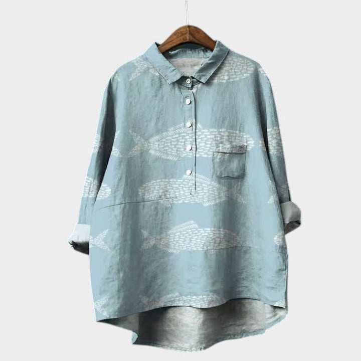 Gwenora | Women's Floral Bird Print Long Sleeve Blouse - Floral - Image 5