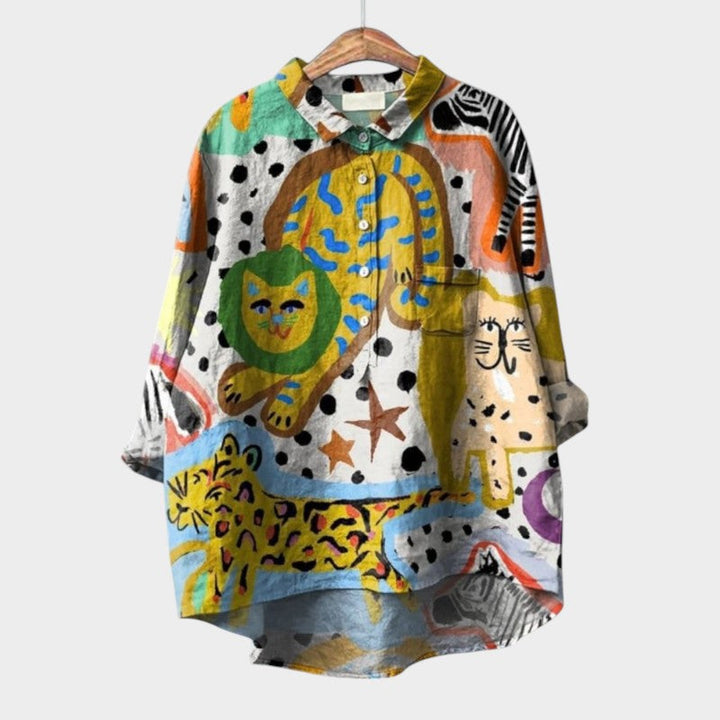 Gwenora | Women's Floral Bird Print Long Sleeve Blouse - Floral - Image 7