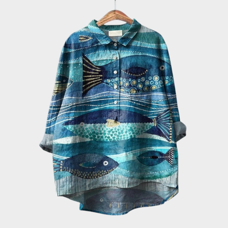 Gwenora | Women's Floral Bird Print Long Sleeve Blouse - Floral - Image 9