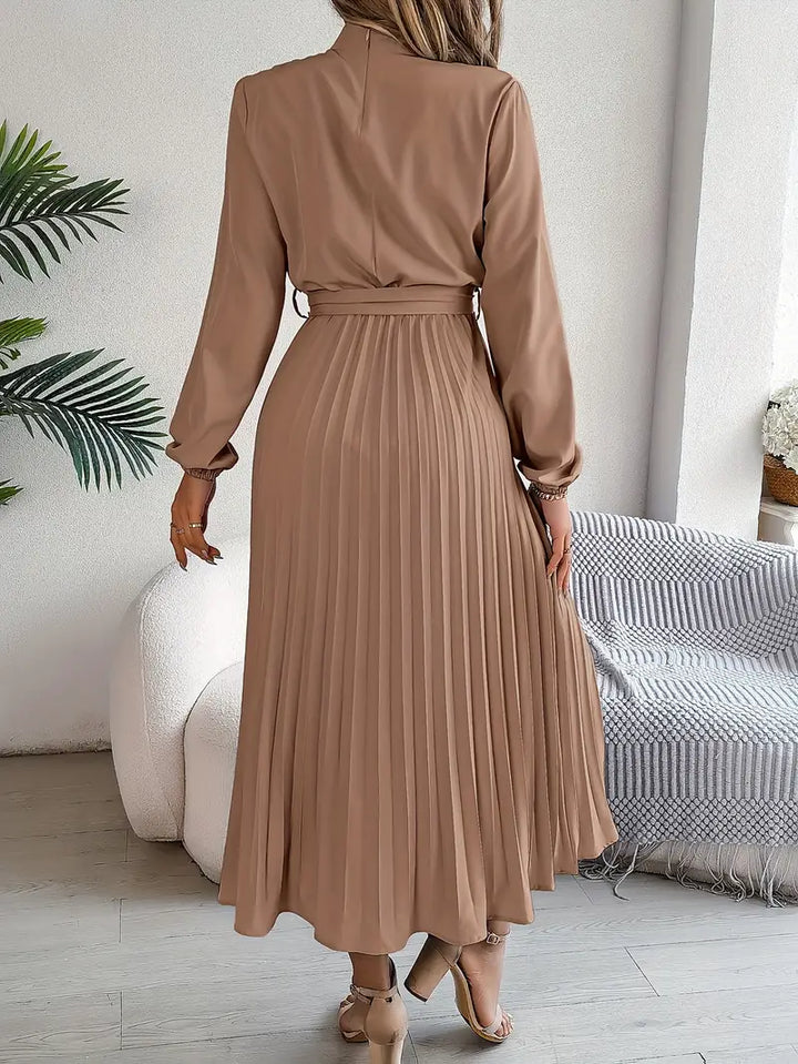 Gwyneira | Women's Belted Pleated Midi Formal Dress - Light Blue - Image 10