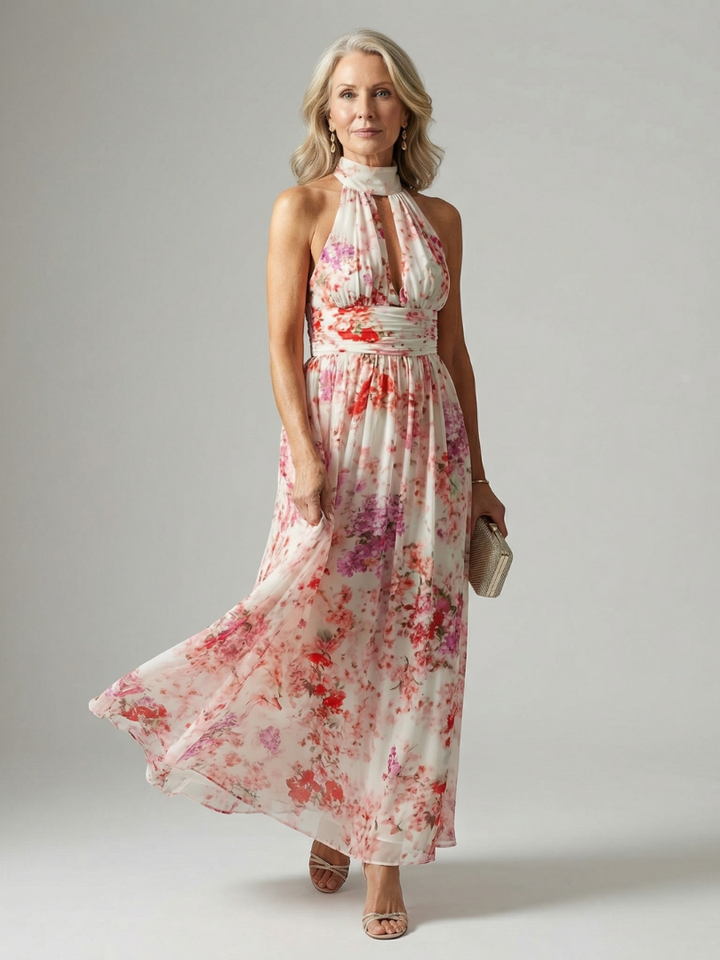 Halvara | Women's Floral Maxi Sundress Halter Neck - Image 1