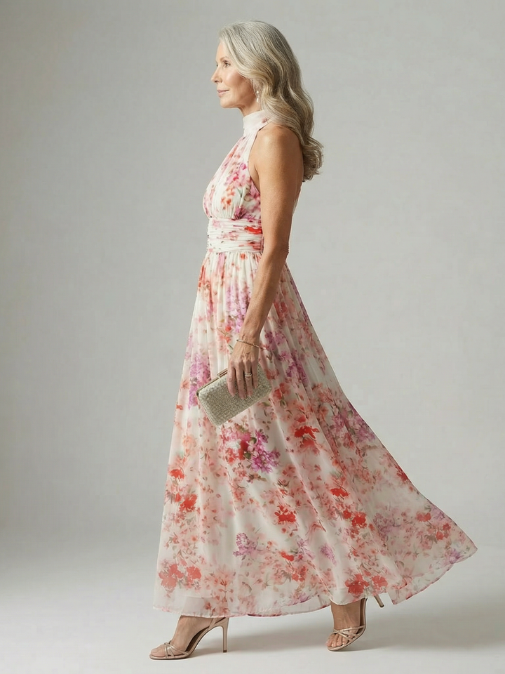 Halvara | Women's Floral Maxi Sundress Halter Neck - Image 2
