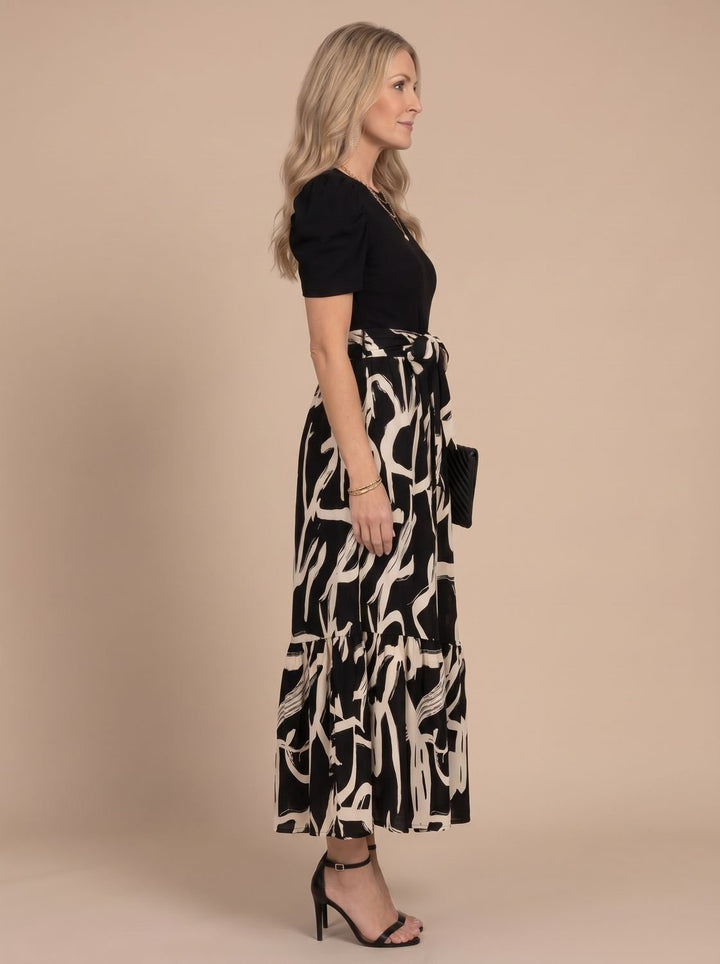 Halvara | Women's Maxi Dress Puff Sleeve - Black - Image 4