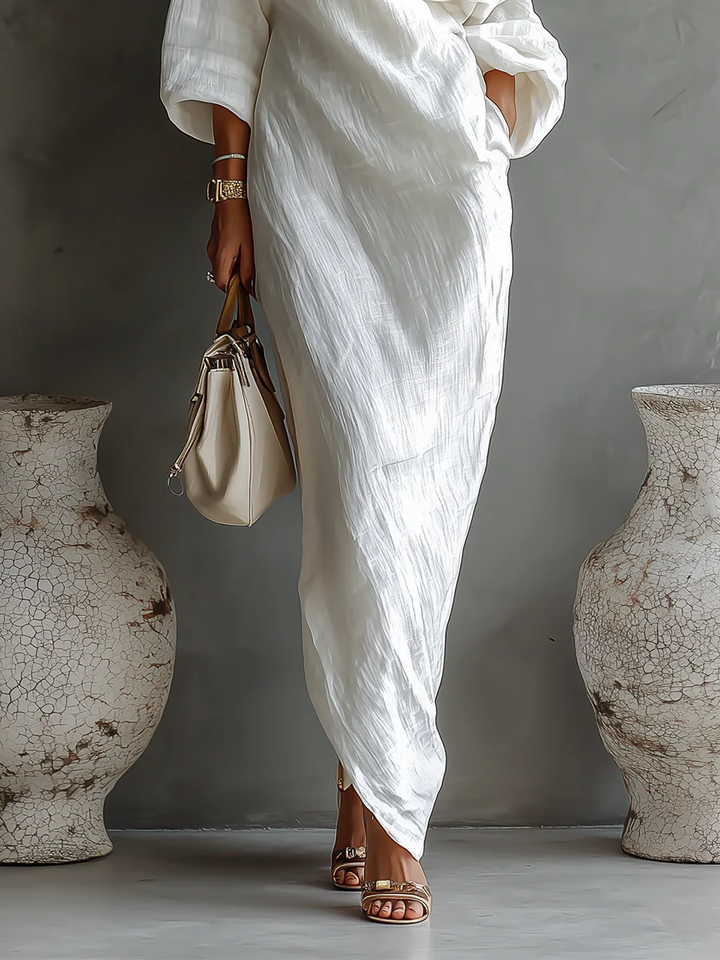 Halvara | Women's One Shoulder Maxi Dress - White - Image 3