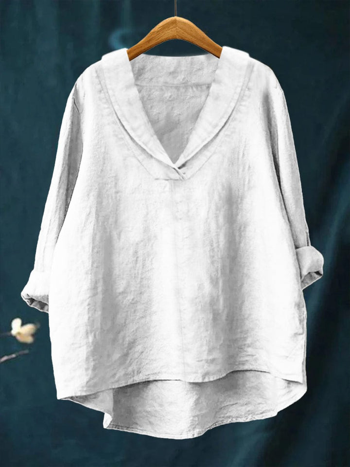 Halvara | Women's Relaxed Fit V-Neck Blouse - Mustard - Image 4