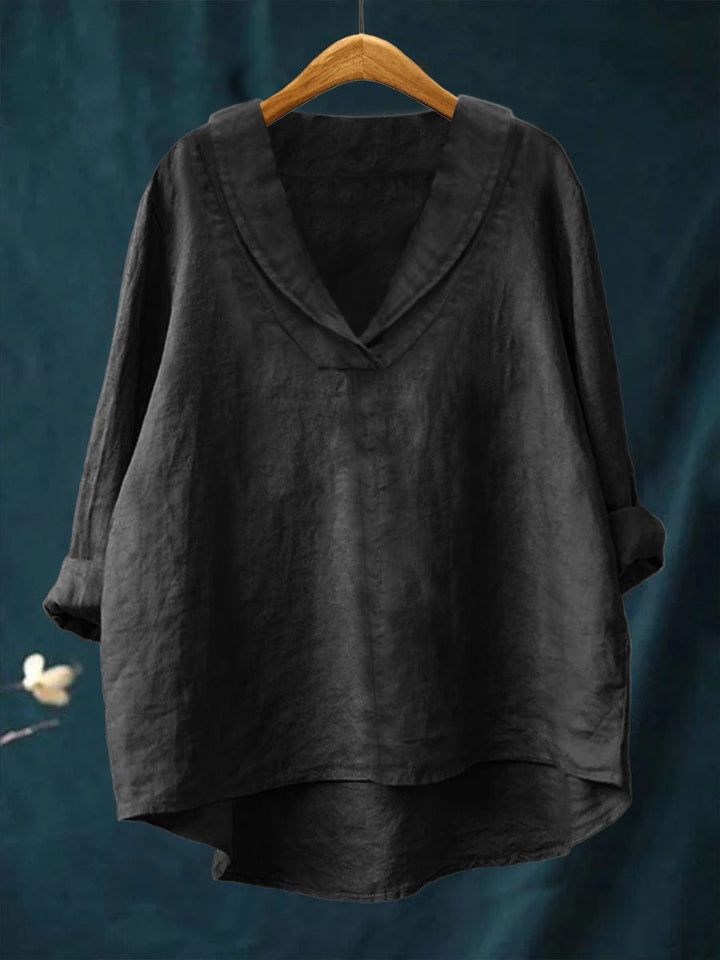 Halvara | Women's Relaxed Fit V-Neck Blouse - Mustard - Image 5