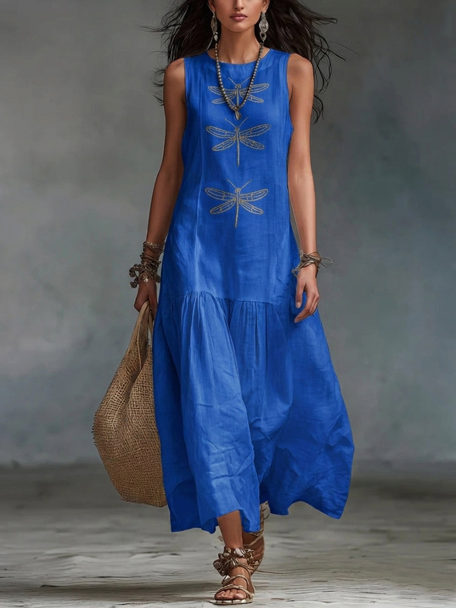 Halvara | Women's Sleeveless Embroidered Maxi Dress - Pink - Image 2