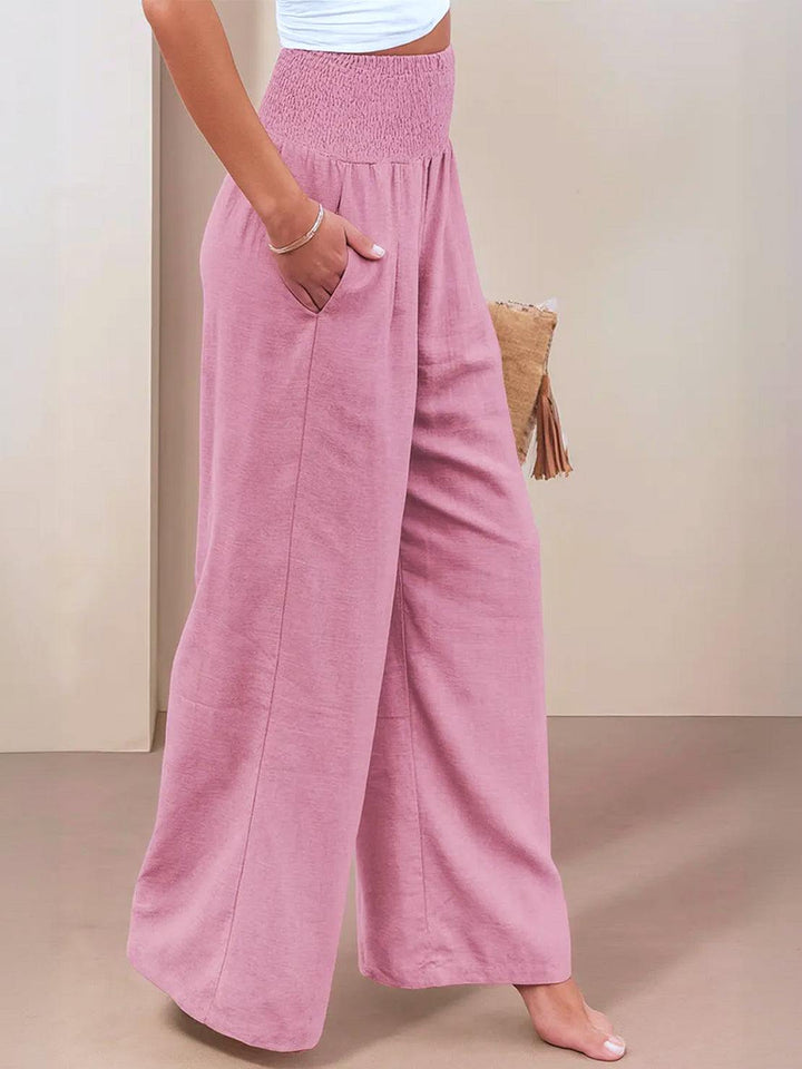 Halvara | Women's Wide Leg Palazzo Pants High Waist - Beige - Image 10