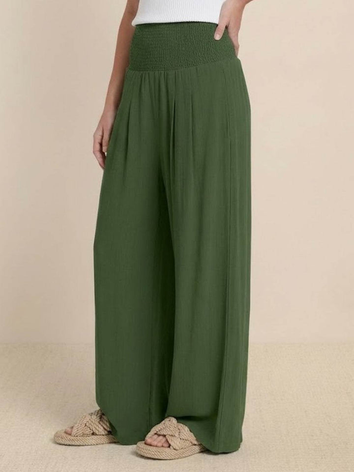 Halvara | Women's Wide Leg Palazzo Pants High Waist - Beige - Image 15