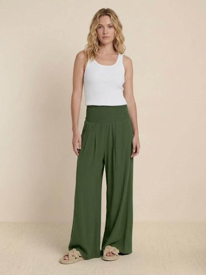 Halvara | Women's Wide Leg Palazzo Pants High Waist - Beige - Image 16
