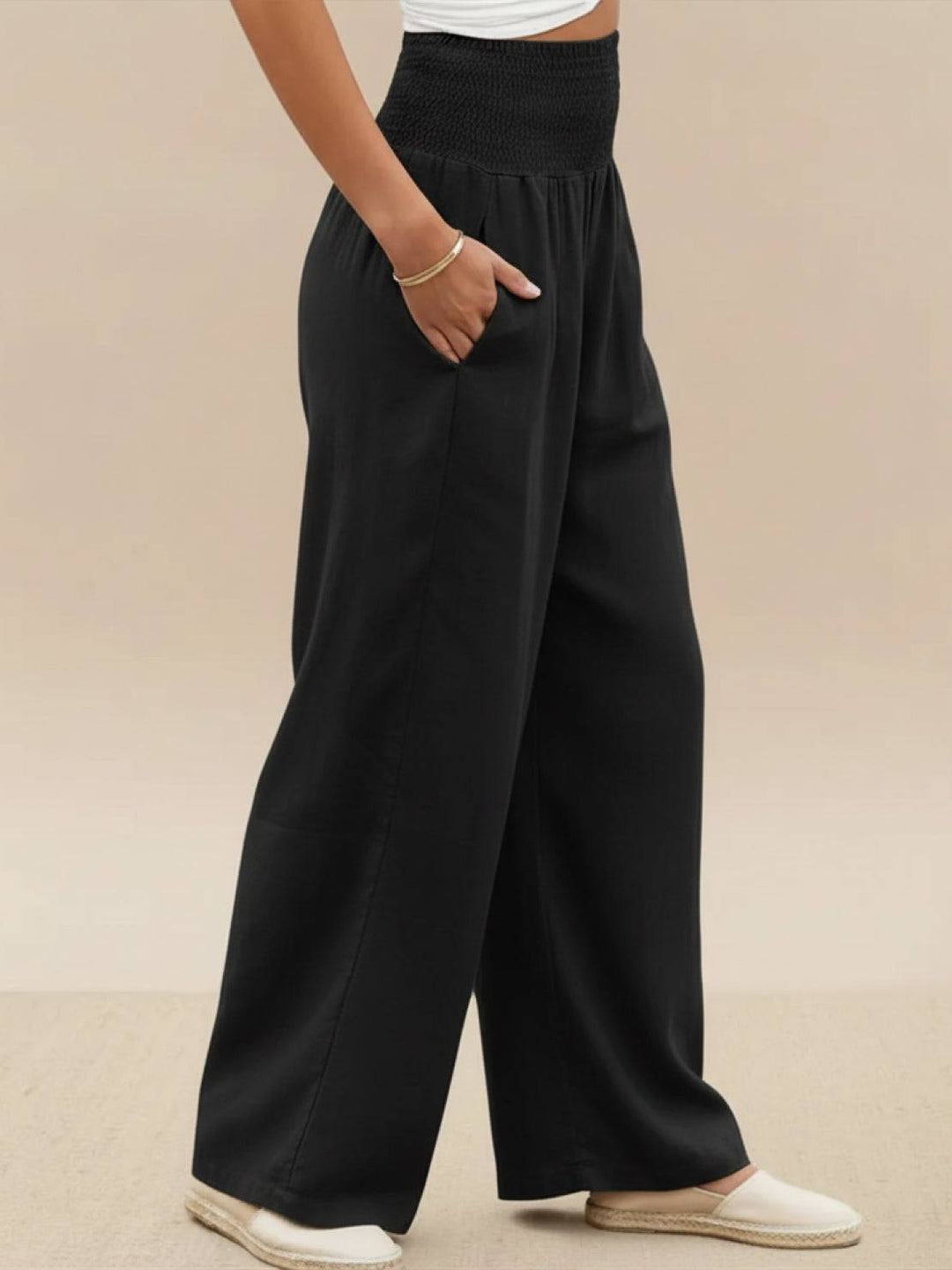 Halvara | Women's Wide Leg Palazzo Pants High Waist - Beige - Image 20