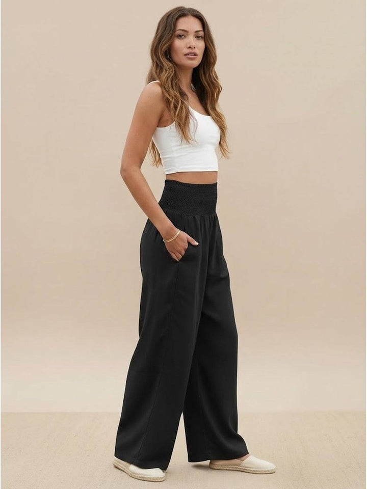 Halvara | Women's Wide Leg Palazzo Pants High Waist - Beige - Image 21