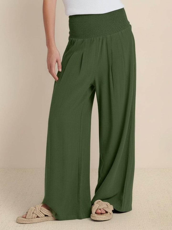Halvara | Women's Wide Leg Palazzo Pants High Waist - Beige - Image 3