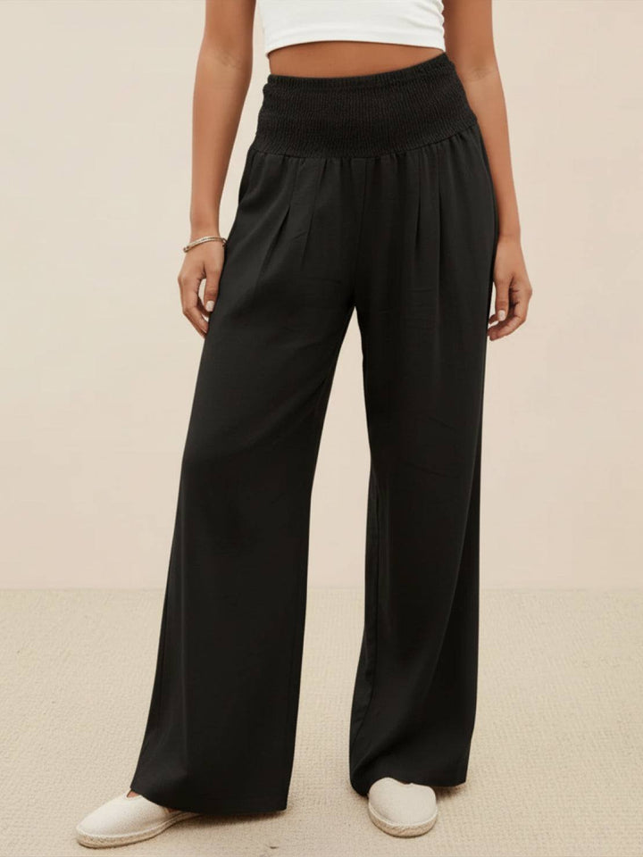 Halvara | Women's Wide Leg Palazzo Pants High Waist - Beige - Image 4