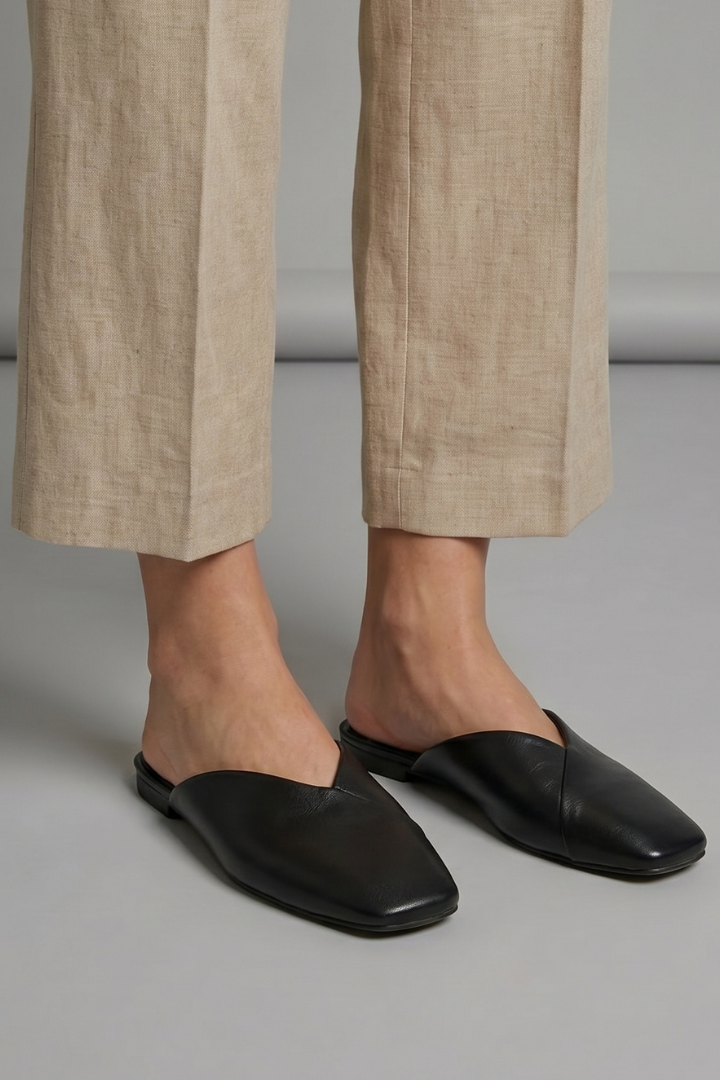 Halvinde | Women's Square Toe Mule Flats Slip-On - Camel - Image 7
