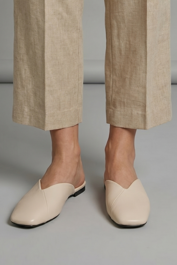 Halvinde | Women's Square Toe Mule Flats Slip-On - Camel - Image 8