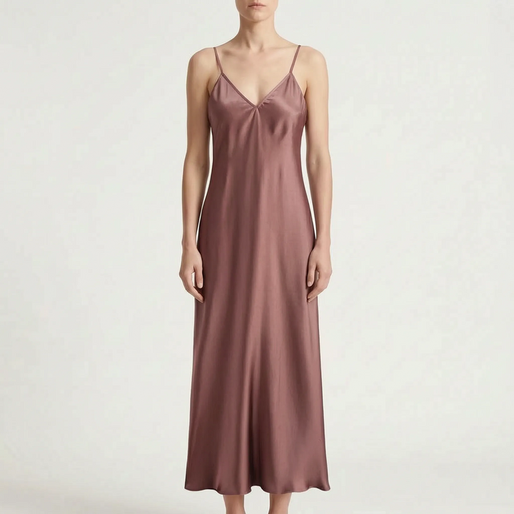 Halvindra | Women's Slip Maxi Dress V-Neck - Yellow - Image 3