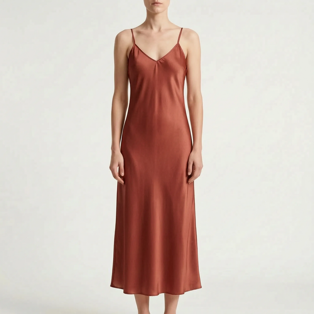 Halvindra | Women's Slip Maxi Dress V-Neck - Yellow - Image 5