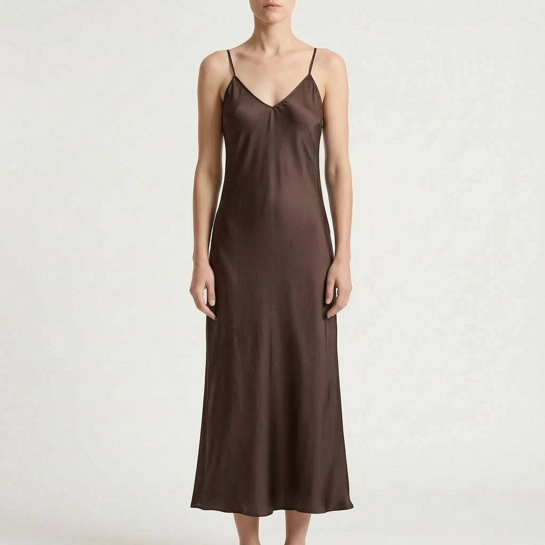 Halvindra | Women's Slip Maxi Dress V-Neck - Yellow - Image 6