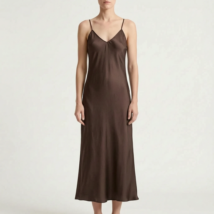 Halvindra | Women's Slip Maxi Dress V-Neck - Yellow - Image 6