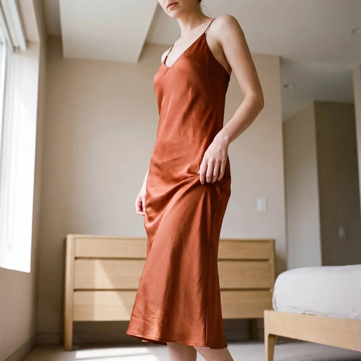 Halvindra | Women's Slip Maxi Dress V-Neck - Yellow - Image 8