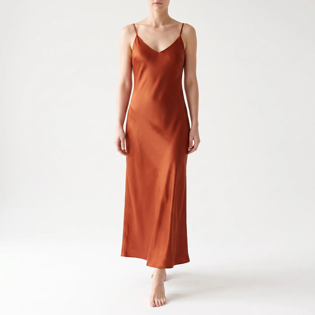 Halvindra | Women's Slip Maxi Dress V-Neck - Yellow - Image 9