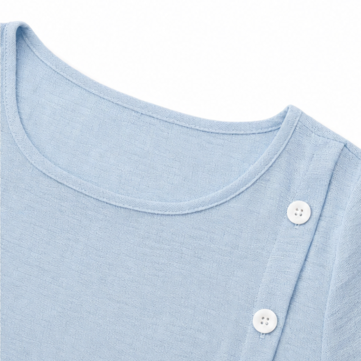 Halvine | Women's Asymmetric Button Midi Dress with Pockets - Light Blue - Image 7